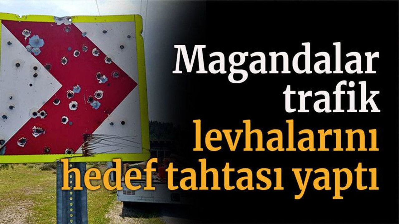 Magandalar trafik levhalarını hedef tahtası yaptı